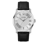 Bulova Men Analog Quartz Watch with Leather Strap 96B388