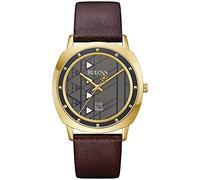 Bulova Men Analog Quartz Watch with Leather Strap 97A173