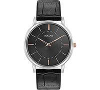 Bulova Men Analog Quartz Watch with Leather Strap 98A167