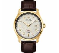 Bulova Men's Analogue Automatic Watch with Leather Strap 97B210, Gold-Brown, Strap.