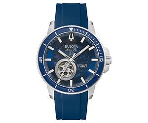 Bulova Men's Analogue Automatic Watch with Silicone Strap 96A303, Blue, Modern