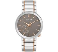 Bulova Latin Grammy Men's Modern Futuro Two Tone Rose Gold Stainless Steel Watch, Textured Grey Dial, 24 Hour Time (Model:98A309), Two Tone, Modern