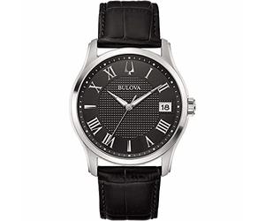Bulova Men's Analogue Quartz Watch with Leather Strap 96B390, Black, Strap.