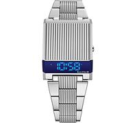 Bulova Mens Archive Series LED Computron Stainless Steel Watch, Silver Stainless Steel/ Blue LED Display, One Size, Archive Series: Computron - 96C139