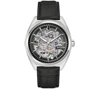 Bulova Men's Automatic Dress Classic Surveyor Watch, Black Leather Strap, Full Skeleton Dial, 42 Hour Power Reserve (Style:96A310)