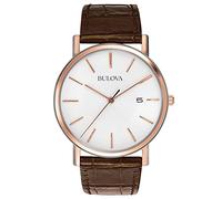 Bulova Men's Brown Leather Strap and White Dial Watch