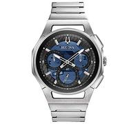 Bulova 96A205 Men's Curv Chronograph Bracelet Strap Watch, Silver/Blue