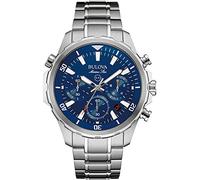 Bulova Marine Star Chronograph Blue Dial Stainless Steel 96B256 100M Mens Watch