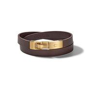 Bulova Mens Classic Bracelet with Brushed Gold Stainless Steel Hook, L, Leather Metal
