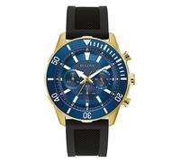 Bulova Men's Classic Chronograph 6 Hand Gold Stainless Steel Watch with Black Silicone Strap Blue Dial (Model:98A244)