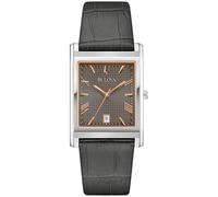 Bulova Men's Classic Sutton 3-Hand Calendar Quartz Leather Strap, Patterned Dial, Sapphire Crystal, 29 x 41mm