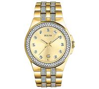 Bulova Men's Crystal Gold Tone Watch 98B174