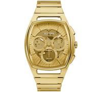 Bulova Men's CURV Chronograph Gold-Tone Stainless Steel Bracelet Watch | 41mm | 97A160, gold, Chronograph,Quartz Movement