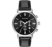 Bulova Men's Designer Chronograph Watch Leather Strap - Black Classic Aerojet 96B262