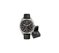 Bulova Men's Designer Watch Leather Strap - Black Lunar Pilot Wrist Watch 96B251