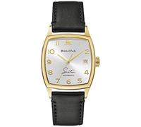 Bulova Men's Frank Sinatra 'Young at Heart' Black Leather Strap Watch | 33.5mm | 97B197, Gold, Modern