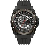 Bulova Men's Icon 3-Hand Calendar Watch with Black Polyurethane Strap, Precisionist, Luminous Markers, 300M WR, Black Ion-Plated, Modern