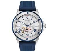 Bulova Men's Marine Star Automatic Blue Silicone Strap Watch | 45mm | 98A225