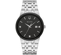 Bulova Men's Modern Gold Tone Stainless Steel 3-Hand Calendar Date Quartz Watch, Diamond Dial, Silver, Bracelet