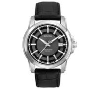 Bulova Men's Precisionist Black Dial and Leather Strap Watch