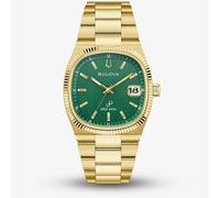 Bulova Mens Super Seville Gold Tone Green Dial Watch 97B237