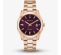 Bulova Mens Surveyor Rose Gold Plated Purple Dial Watch 97B234