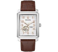 Bulova Men's Sutton Automatic Alligator-Grain Leather Strap Watch | 33mm | 96A268, Silver-Tone, strap
