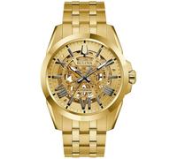 Bulova Men's Sutton Chronograph Automatic Gold-Tone Watch | 43mm | 97A162, Gold Skeleton, Modern