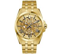 Bulova Men's Sutton Chronograph Automatic Gold-Tone Watch | 43mm | 97A162, Gold Skeleton, Modern