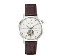 Bulova Men's Watch 96A318 Aerojet Automatic Collection 38 mm Steel Leather Brown, brown, Classic