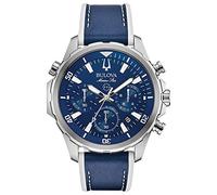 Bulova Men's Watch, Silver Tone/Blue Strap, Chronograph,Quartz Movement