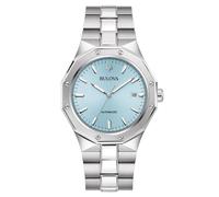 Bulova Mens Wrist Band Watch Automatic Classic Steel / Light Blue 96B462