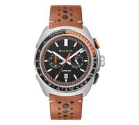 Bulova Racing Performance Men's Black Dial Brown Leather Strap Watch