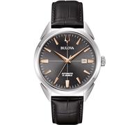Bulova Sutton Automatic Men's Watch with Leather Strap 96B422 Steel Gray Background 73544
