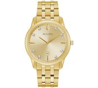 Bulova Men's Classic Diamond Sutton 3-Hand Quartz Watch, 40mm, Gold, One Size, Sutton Quartz Gold-Tone Stainless Steel Bracelet Diamond