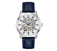 Bulova Sutton Skeleton 96A330 Men's Automatic Mechanical Watch 40 mm, White Open Dial, Stainless Steel Case, Leather Strap, Sapphire Crystal