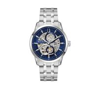 Bulova Sutton Skeleton Men's Automatic Mechanical Watch 40 mm, Blue Open Dial, Stainless Steel Case and Bracelet, Sapphire Crystal 96A331