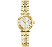 Bulova Women's Analogue Japanese Quartz Watch with Stainless Steel Strap 97P177, Gold, Classic Gold Tone Stainless Steel Diamond Bracelet
