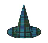 BULQAPZDF Blue and Green Scottish Tartan Halloween Witcher Hat, Halloween Witcher Party Costume Accessories