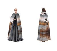 BULQAPZDF Hunting Flying Wild Duck Full-Length Hooded Velvet Cloak For Adult Men And Women - Witch, Vampire, Devil Costume - Cosplay And Fancy Dress