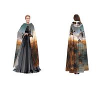 BULQAPZDF Hunting Flying Wild Ducks Full-Length Hooded Velvet Cloak For Adult Men And Women - Witch, Vampire, Devil Costume - Cosplay And Fancy Dress