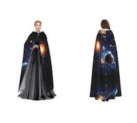 BULQAPZDF Planets Stars And Milky Way Galaxy Full-Length Hooded Velvet Cloak For Adult Men And Women - Witch, Vampire, Devil Costume - Cosplay And Fancy Dress