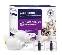 BULUMIOO Cat Calming Pheromone Diffuser Set (Dual Zone Coverage) - 2 Diffusers + 2 x 48ml Refills - Helps Reduce Urine Spraying, Scratching & Fighting - Unscented Stress Relief for Multi-Room Homes