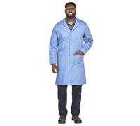 Bulwark Flame Resistant 7 oz Cotton Lapel Collar Lab Coat, Light Blue, Medium