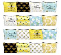Bulyoou 16 Pcs Bee Gifts for Bee Lovers Bee Makeup Bag Bee Themed Gifts Small Cosmetic Bag Toiletry Travel Zipper Pouch for Women Beekeeper Birthday Christmas Gifts, colorful