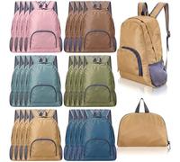 Bulyoou 17 Inch Foldable Backpacks in Bulk Lightweight Classic Basic Book Bags for Homeless Charity Donation Travel Group, Neutral, 17 Inch