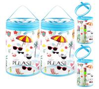 Bulyoou 2 Pcs Clear Beach Lotion Bag Toiletry Pouch Beach Ocean Gifts Travel Makeup Cylinder Waterproof Portable Cosmetic Bag for Women Girl Sunscreen Hawaiian Party Favor with Handle Zipper, Clear,