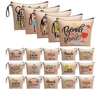 Bulyoou 20 Pcs Bulk Beach Makeup Bags - Summer Beach Accessories Toiletry Cosmetic Pouch Zipper Bags, Cruise Travel Essentials Survival Kit Gifts Party Favors for Women Teens Clients Friends