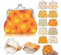 Bulyoou 20 Pcs Coin Purse Canvas Wallet Change Pouch Kiss Lock Coin Purse Mini Makeup Bag, multicolor, Fall