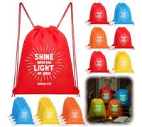 Bulyoou 24 Pcs Be Kind and Shine Drawstring Backpacks Bulk 12 x 15 Inch | Christian Glow in The Dark Bible Religious Kindness W ift String Bags for Christmas Back to Gift Kindness Party Supplies